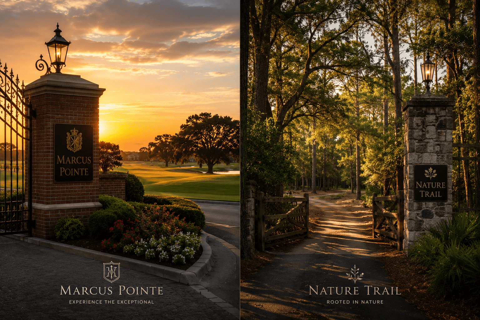 Luxurious gated community in Pensacola showcasing spacious homes and lush landscapes